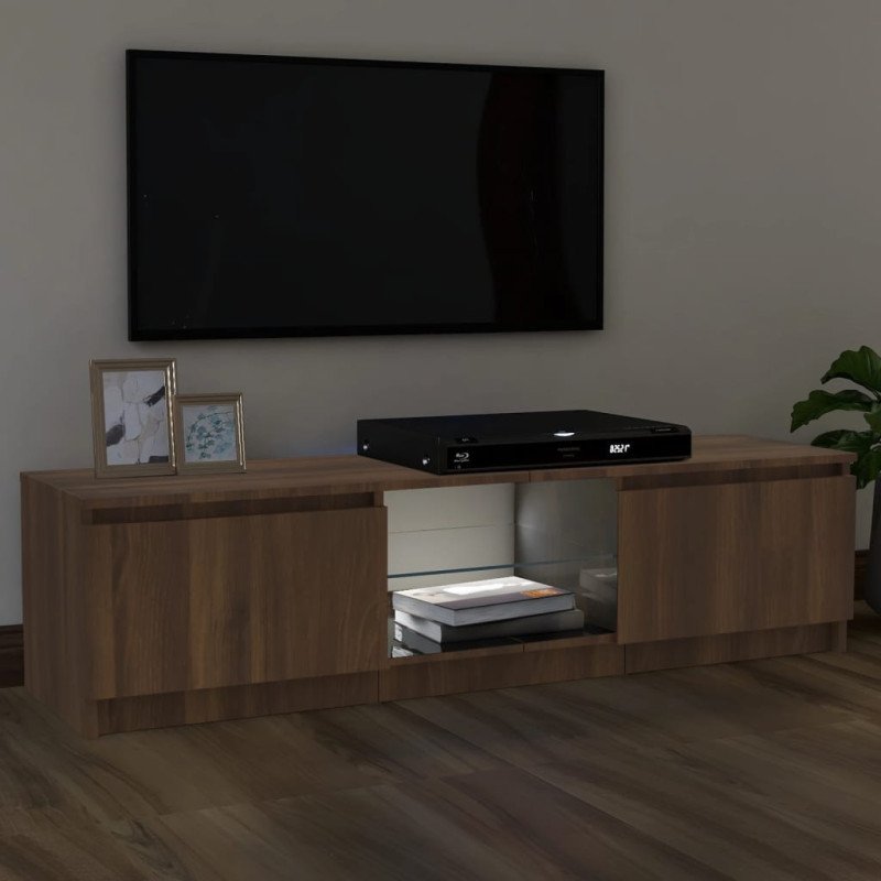 vidaXL TV skrinka s LED, hnedý dub 120x30x35,5 cm