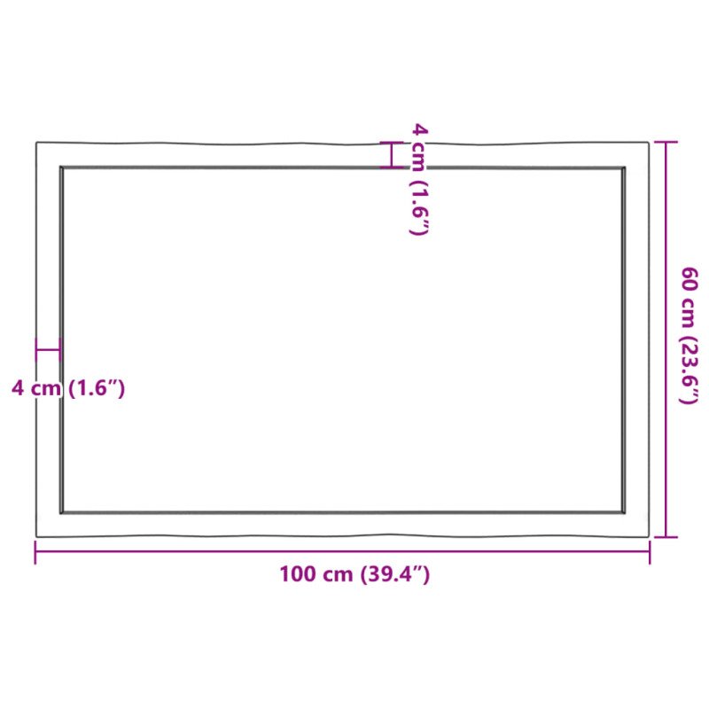 vidaXL Stolová doska svetlohnedá 100x60x(2-4)cm ošetrený masív hrany