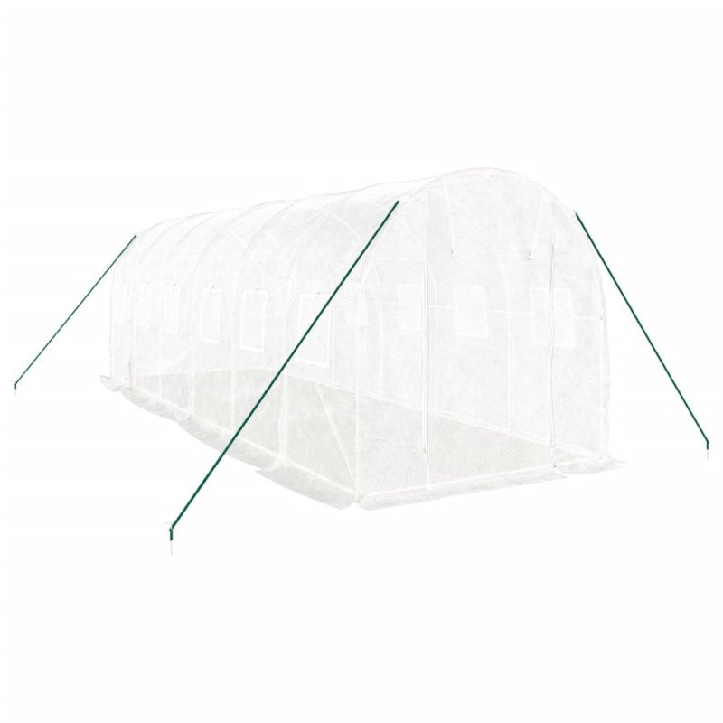 vidaXL Fóliovník s oceľovým rámom biely 12 m² 6x2x2 m