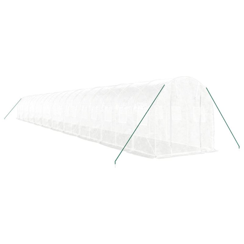vidaXL Fóliovník s oceľovým rámom biely 40 m² 20x2x2 m