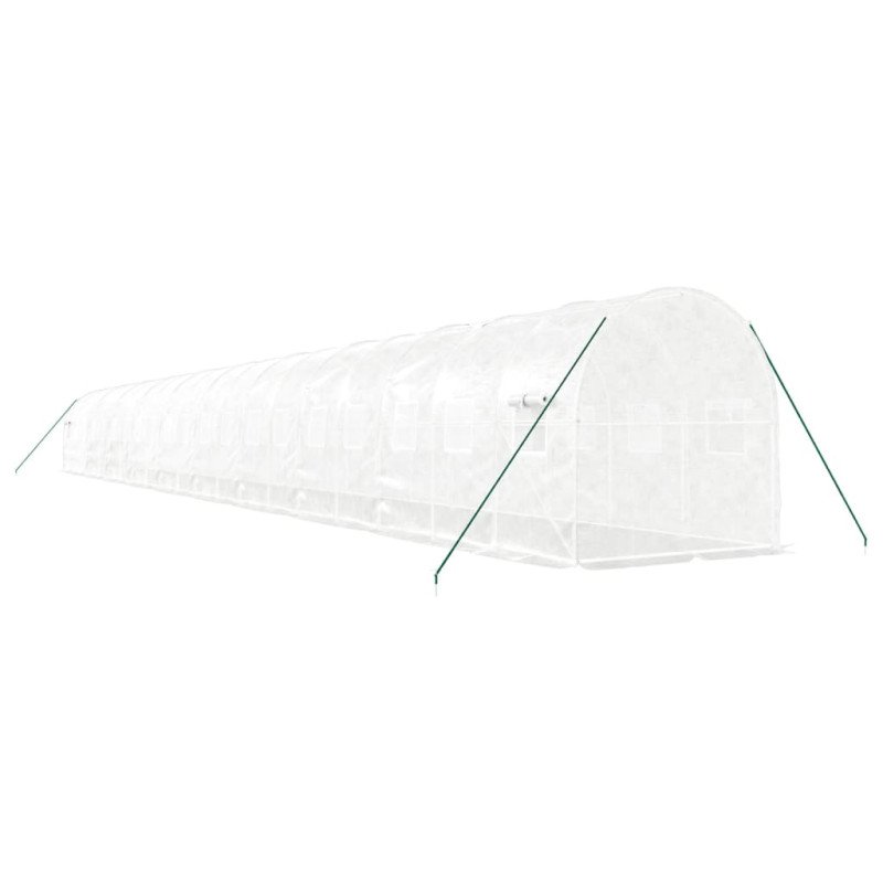 vidaXL Fóliovník s oceľovým rámom biely 40 m² 20x2x2 m