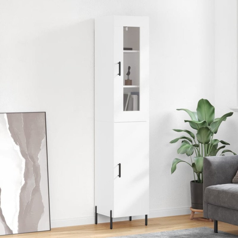 vidaXL Vysoká skrinka biela 34,5x34x180 cm spracované drevo