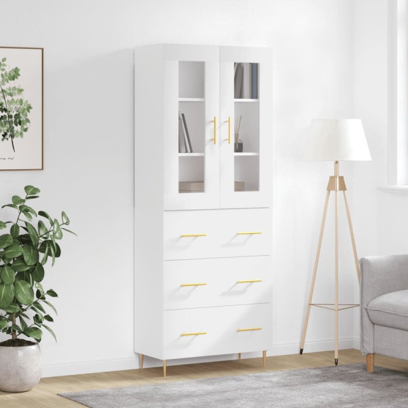 vidaXL Vysoká skrinka biela 69,5x34x180 cm spracované drevo