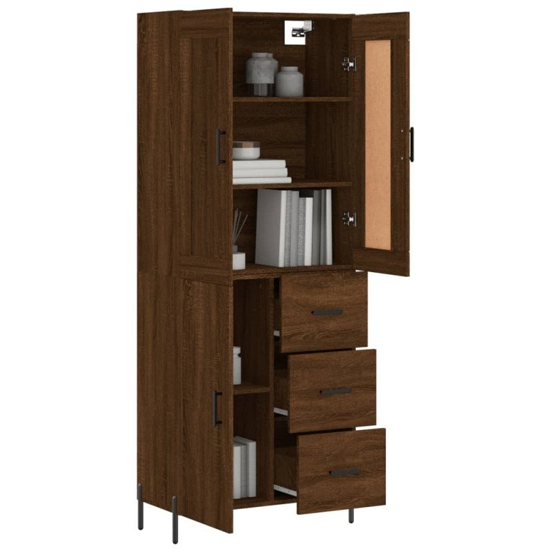 vidaXL Vysoká skrinka hnedý dub 69,5x34x180 cm spracované drevo