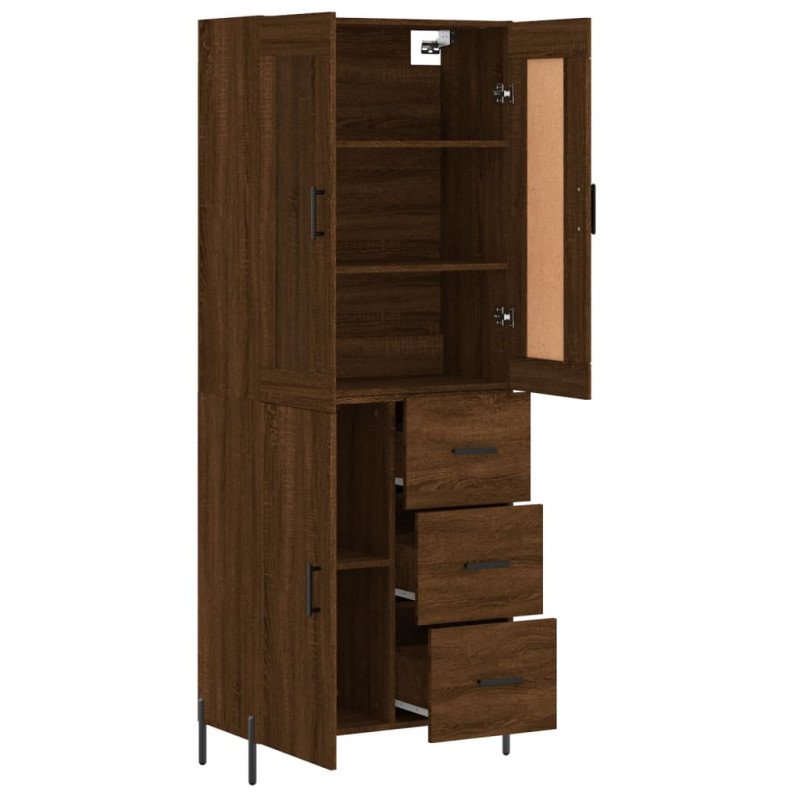 vidaXL Vysoká skrinka hnedý dub 69,5x34x180 cm spracované drevo
