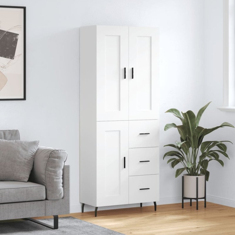 vidaXL Vysoká skrinka biela 69,5x34x180 cm spracované drevo