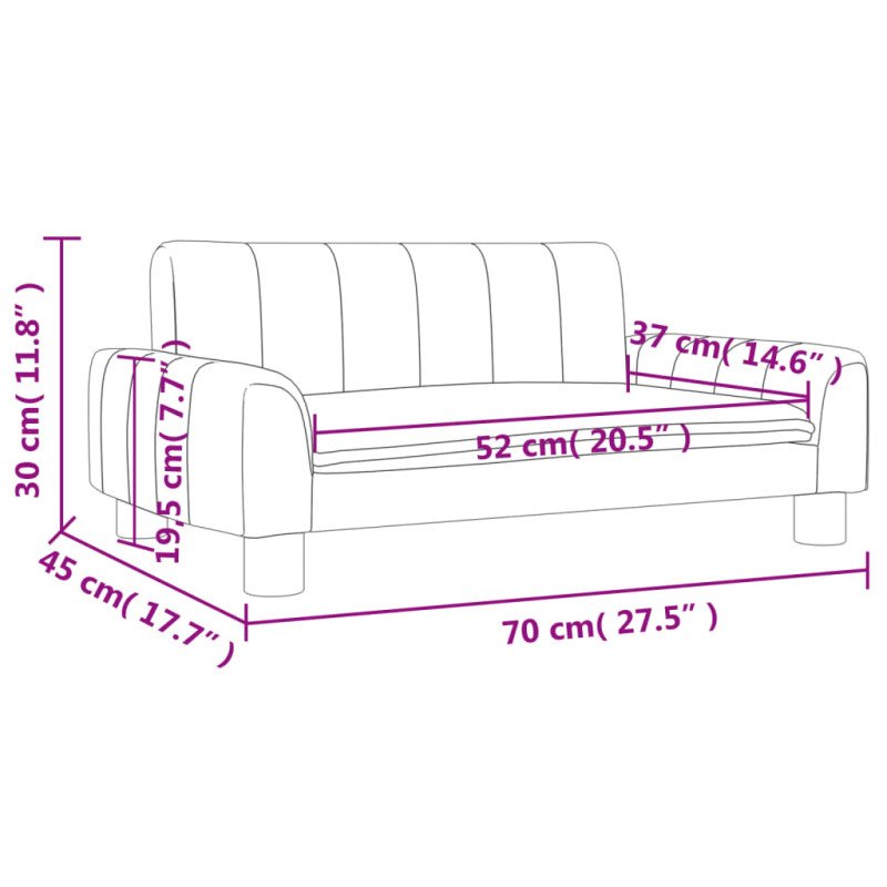 vidaXL Detská pohovka tmavosivá 70x45x30 látka