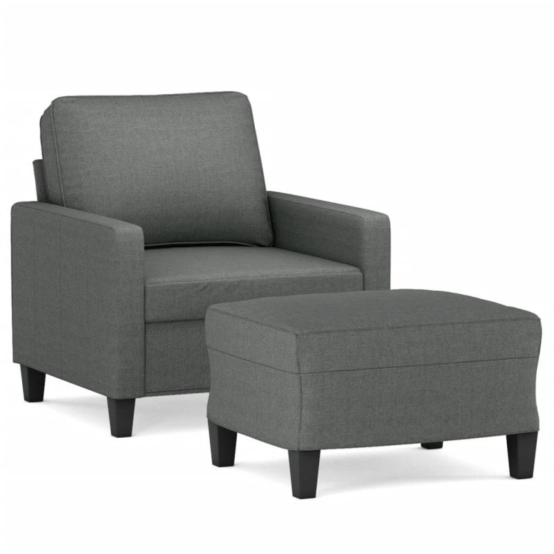 vidaXL Kreslo s podnožkou tmavosivé 60 cm látkové