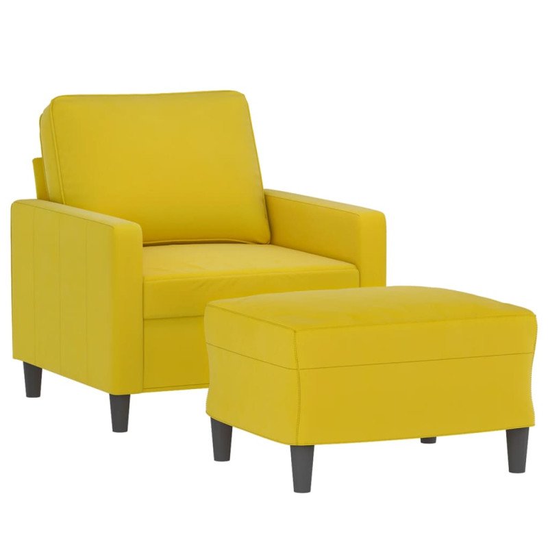 vidaXL Kreslo s podnožkou žlté 60 cm zamat