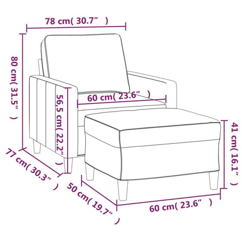 vidaXL Kreslo s podnožkou žlté 60 cm zamat