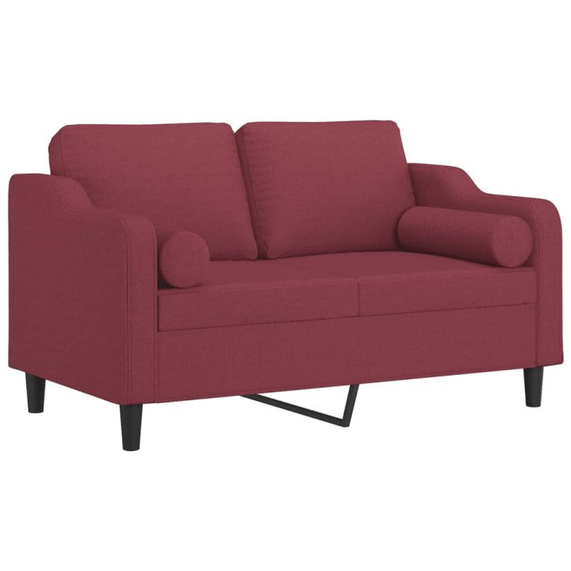 vidaXL 2-miestna pohovka s vankúšmi vínovočervená 120 cm látka