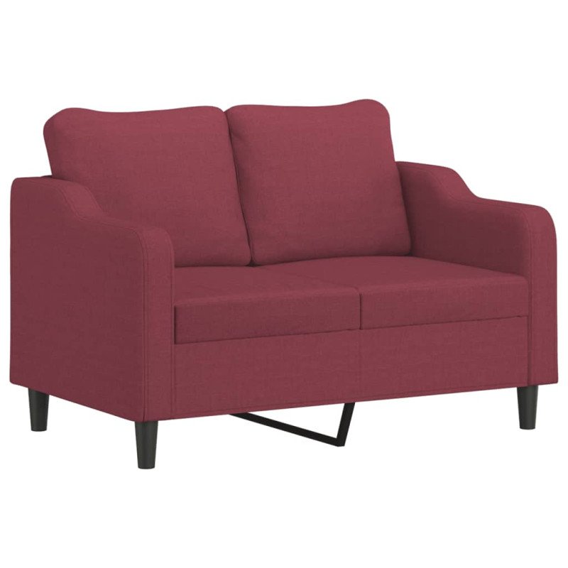 vidaXL 2-miestna pohovka s vankúšmi vínovočervená 120 cm látka