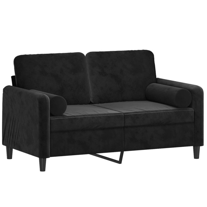 vidaXL 2-miestna pohovka s vankúšmi čierna 120 cm zamat