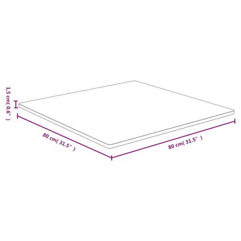 vidaXL Stolová doska 80x80x1,5 cm, bambus