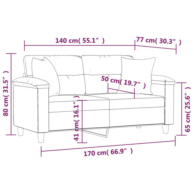 vidaXL 2-miestna pohovka s vankúšmi sivá 140 cm umelá koža