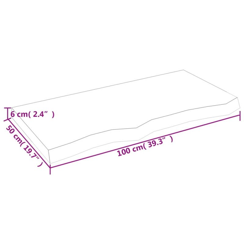 vidaXL Stolová doska bledohnedá 100x50x(2-6) cm ošetrený masívny dub
