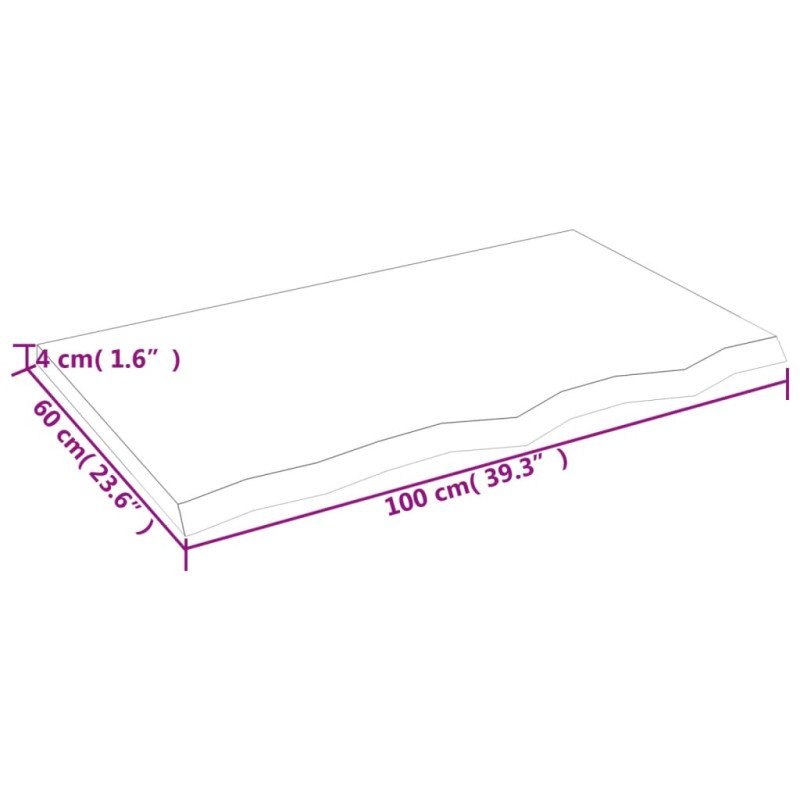 vidaXL Stolová doska 100x60x(2-4) cm neošetrený dubový masív