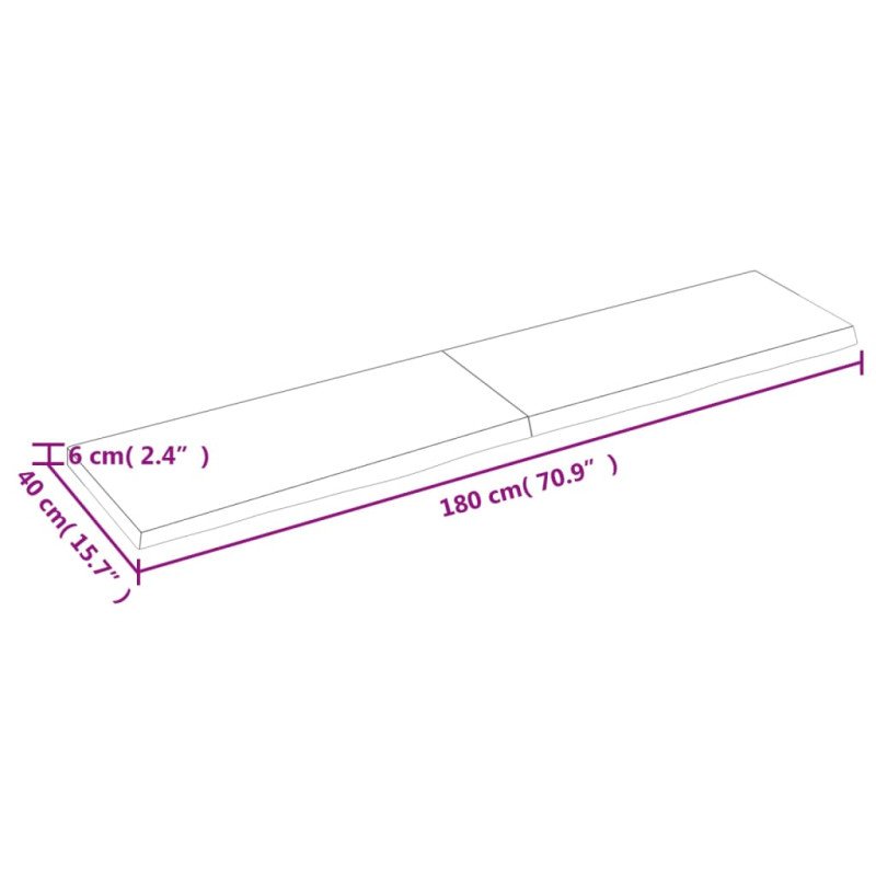 vidaXL Stolová doska bledohnedá 180x40x(2-6) cm ošetrený masívny dub