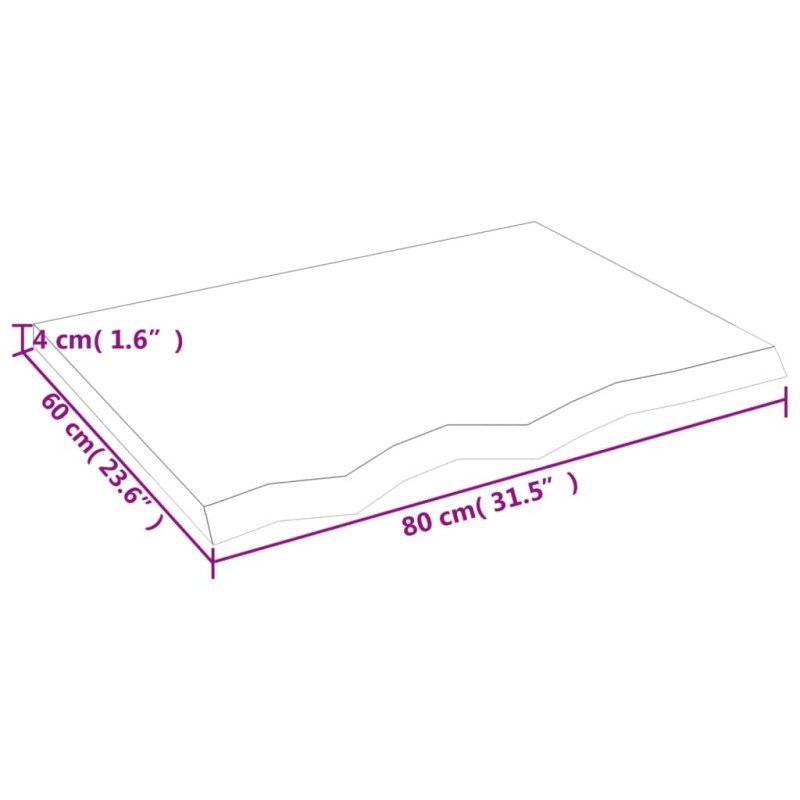 vidaXL Stolová doska 80x60x(2-4) cm neošetrený dubový masív