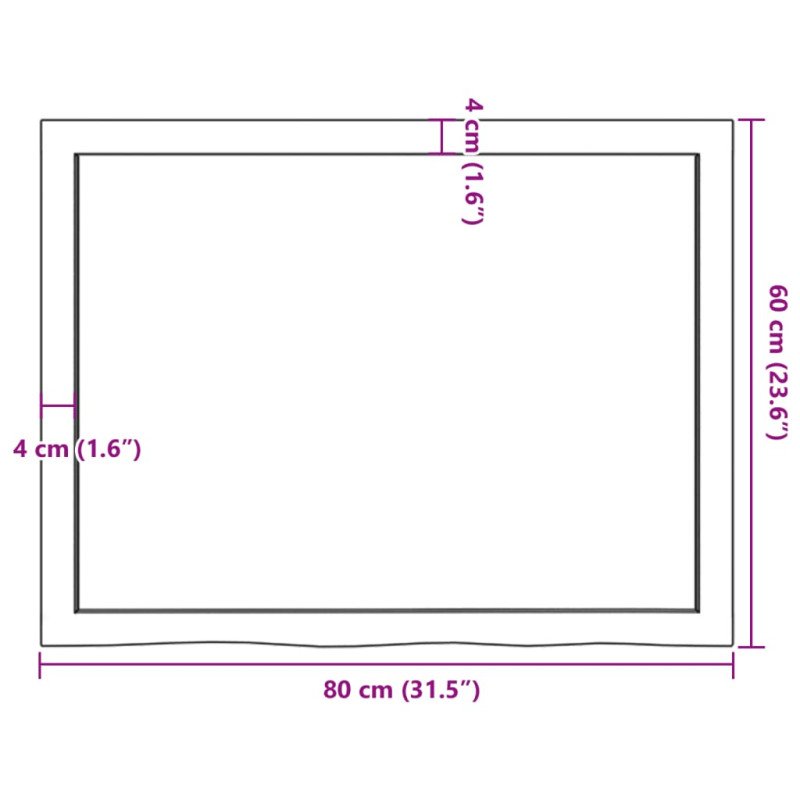 vidaXL Stolová doska 80x60x(2-4) cm neošetrený dubový masív