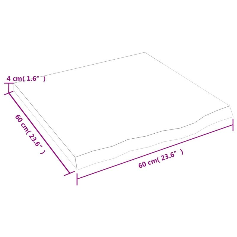 vidaXL Stolová doska tmavosivá 60x60x(2-4) cm ošetrený dubový masív