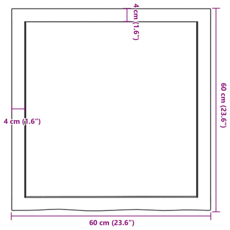 vidaXL Stolová doska tmavosivá 60x60x(2-4) cm ošetrený dubový masív