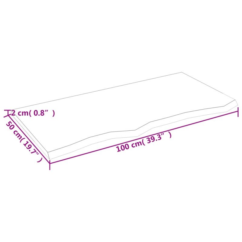 vidaXL Stolová doska tmavosivá 100x50x2 cm ošetrený dubový masív