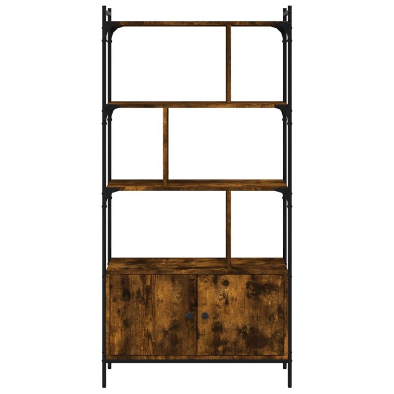 vidaXL Knižnica s dvierkami dymový dub 76,5x30x154,5 cm kompoz. drevo