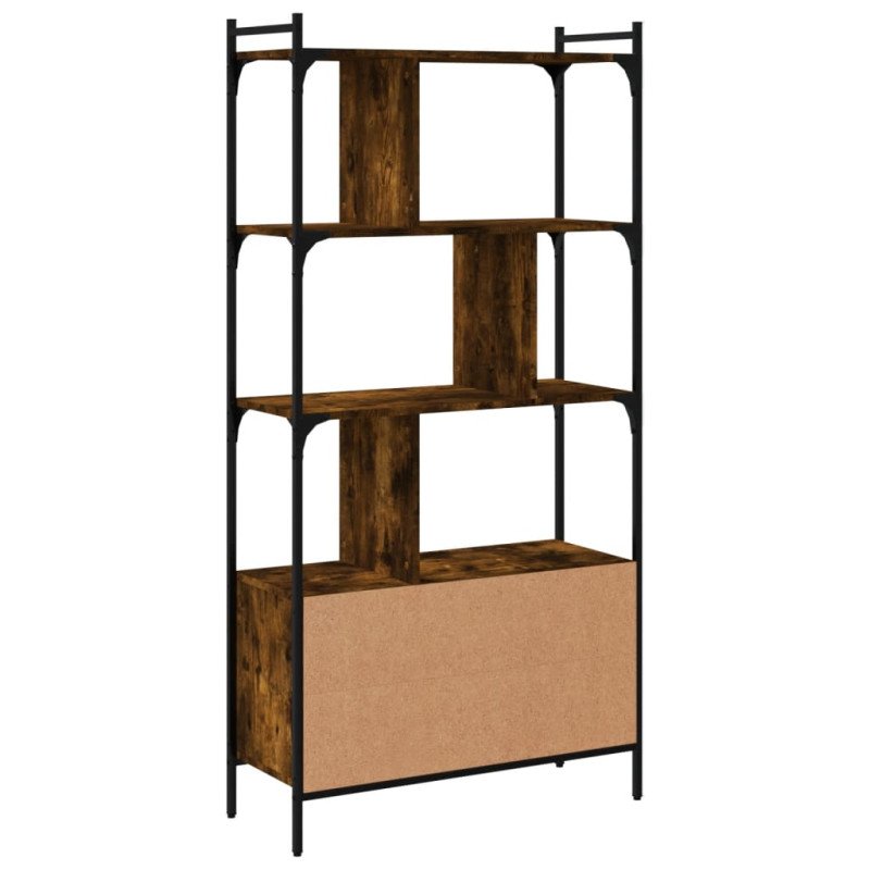 vidaXL Knižnica s dvierkami dymový dub 76,5x30x154,5 cm kompoz. drevo