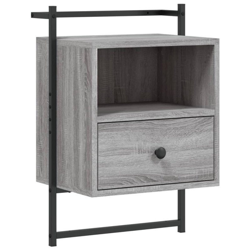 vidaXL Nočné skrinky nástenné 2 ks sivá sonoma 40x30x61 cm komp. drevo