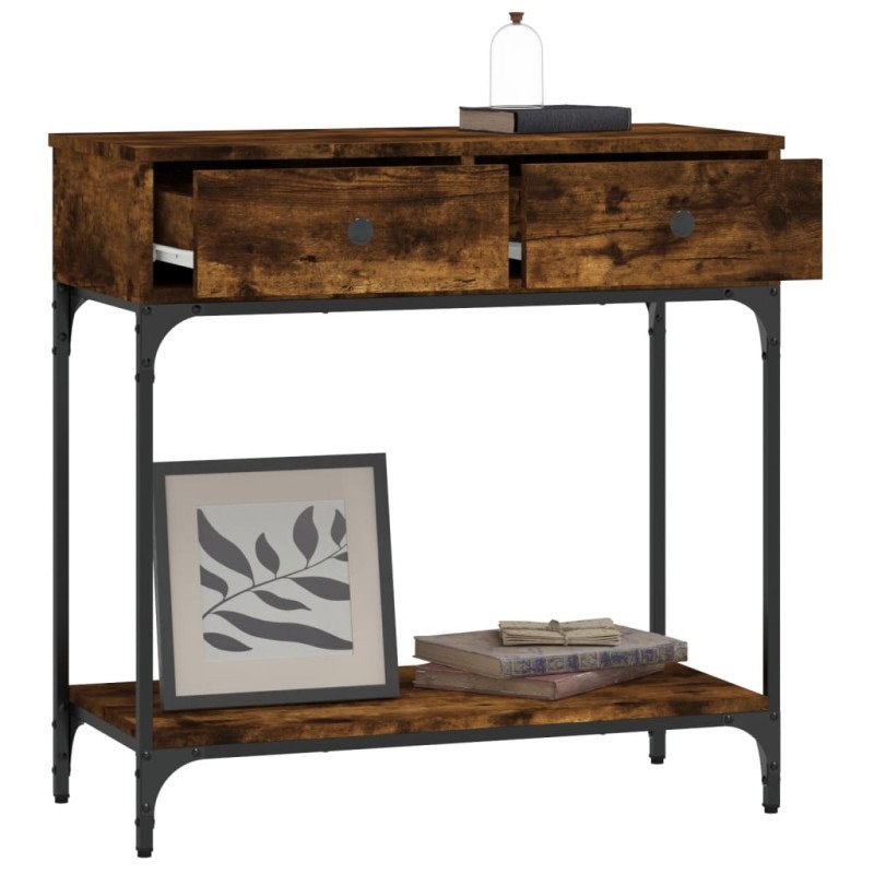 vidaXL Konzolový stolík dymový dub 75 x 34,5 x 75 cm kompozitné drevo