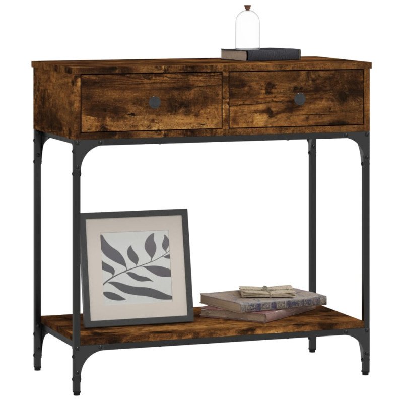 vidaXL Konzolový stolík dymový dub 75 x 34,5 x 75 cm kompozitné drevo
