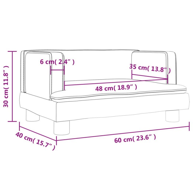 vidaXL Detská pohovka čierna 60x40x30 zamat