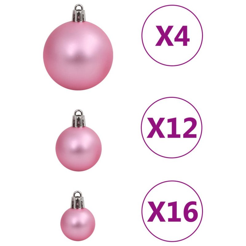vidaXL 111-dielna sada vianočných ozdôb ružová polystyrén