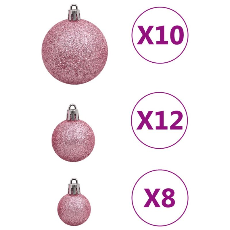 vidaXL 111-dielna sada vianočných ozdôb ružová polystyrén