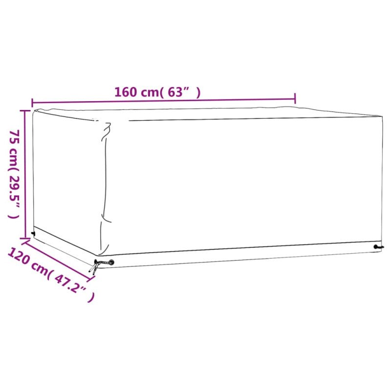 vidaXL Obaly na záhradný nábytok 2 ks 8 očiek 160x120x75cm obdĺžnikový