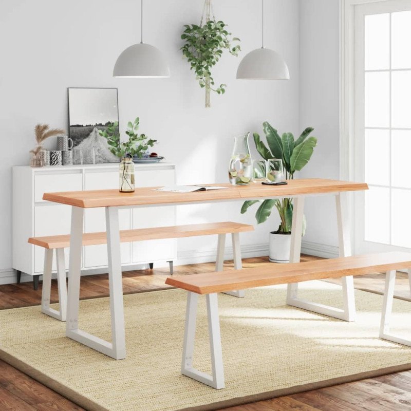 vidaXL Stolová doska svetlohnedá 180x40x(2-6)cm ošetrený masív hrany