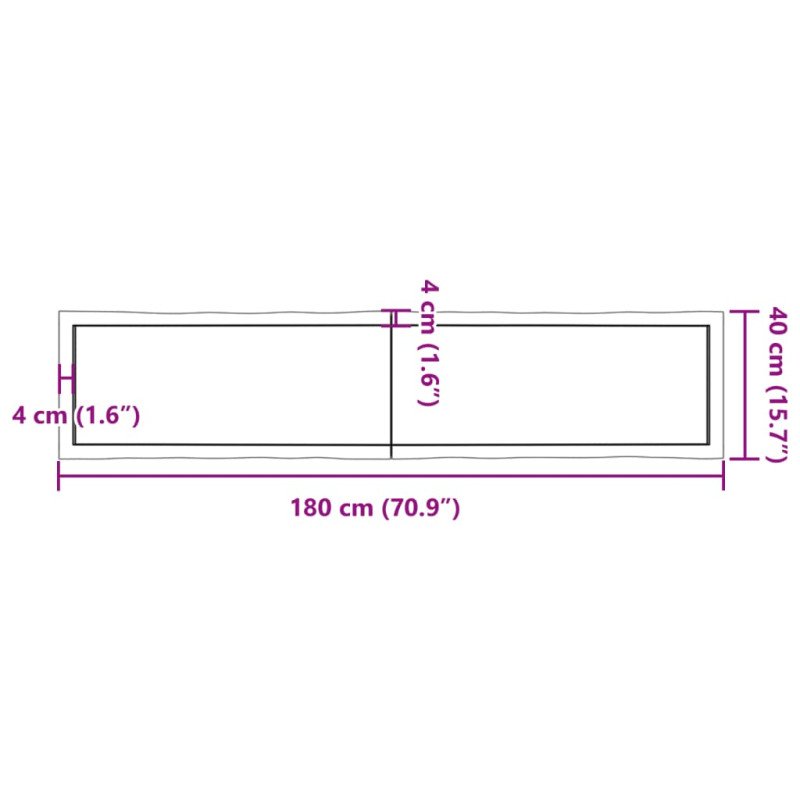 vidaXL Stolová doska svetlohnedá 180x40x(2-6)cm ošetrený masív hrany