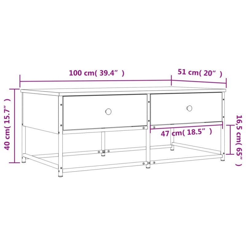 vidaXL Konferenčný stolík dymový dub 100x51x40 cm kompozitné drevo