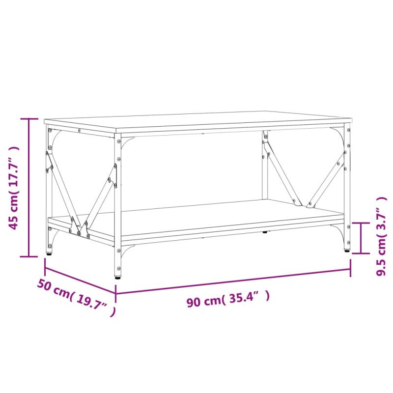vidaXL Konferenčný stolík čierny 90x50x45 cm kompozitné drevo