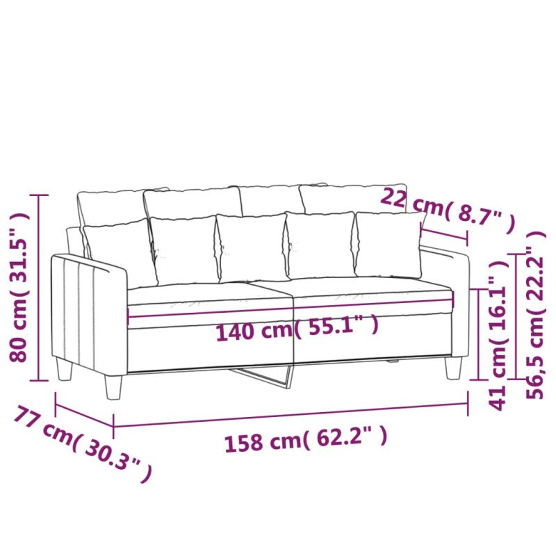 vidaXL 2-miestna pohovka čierna 140 cm látka