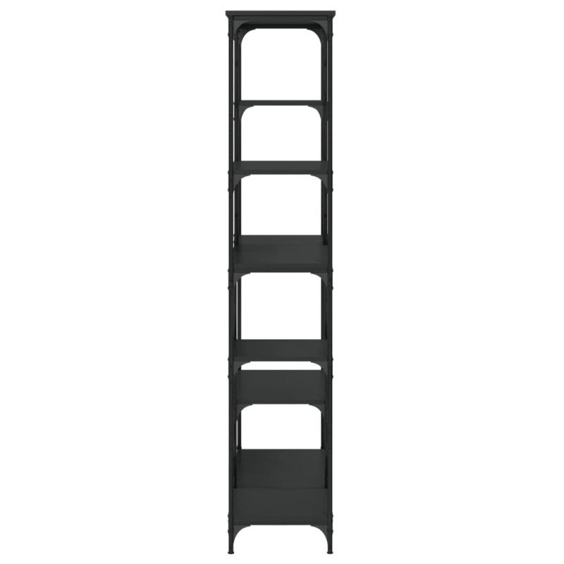 vidaXL Knižnica čierna 99x35,5x176 cm kompozitné drevo a oceľ