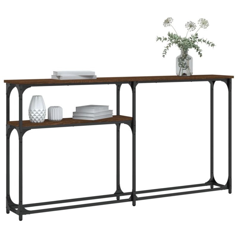 vidaXL Konzolový stolík hnedý dub 145x22,5x75 cm kompozitné drevo