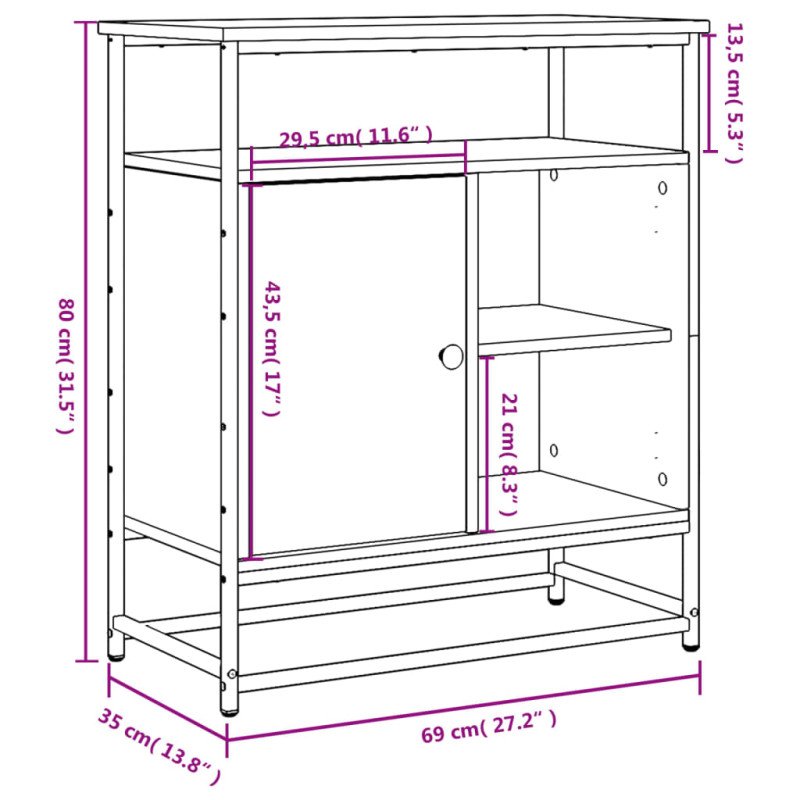 vidaXL Komoda sivá sonoma 69x35x80 cm kompozitné drevo
