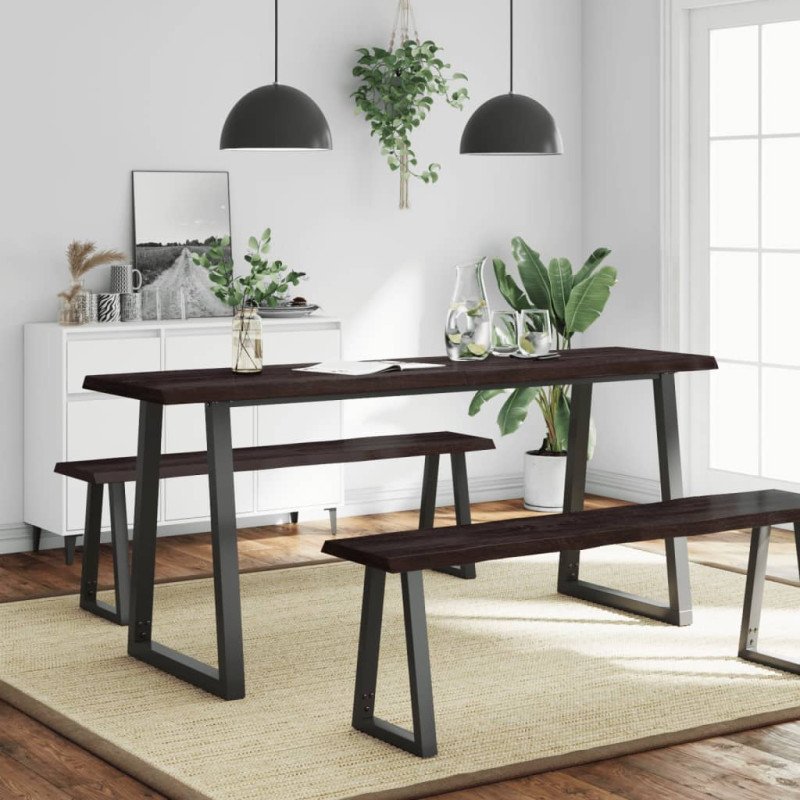 vidaXL Stolová doska tmavohnedá 180x50x(2-6)cm ošetrený masív hrany