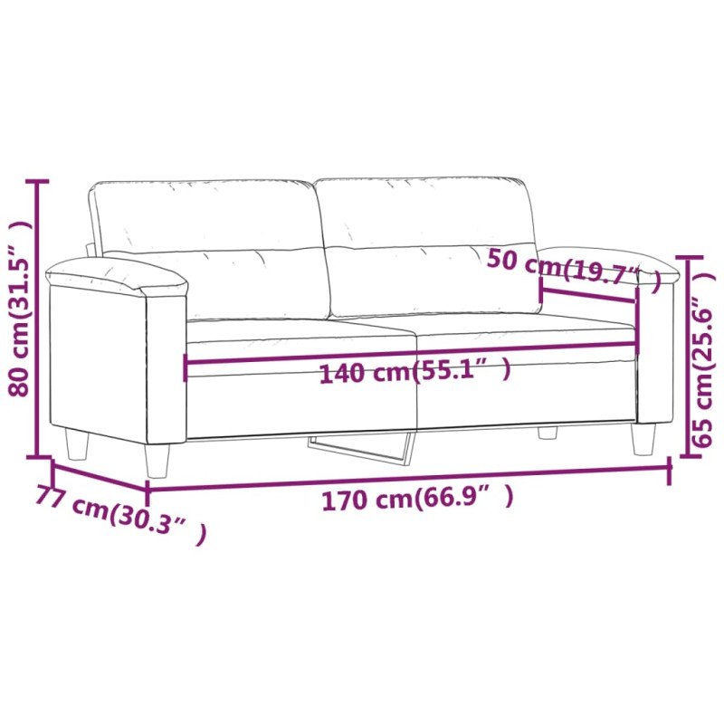 vidaXL 2-miestna pohovka tmavosivá 140 cm mikrovlákno