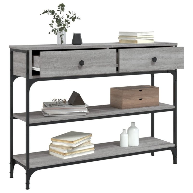 vidaXL Konzolový stolík sivý sonoma 100x25x75 cm kompozitné drevo
