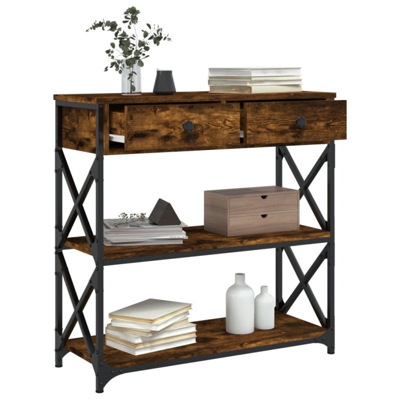 vidaXL Konzolový stolík dymový dub 75x28x75 cm kompozitné drevo