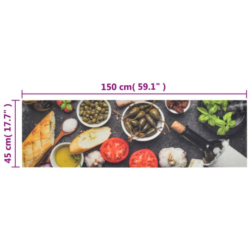 vidaXL Kuchynský koberec umývateľný víno a večera 45x150 cm zamat