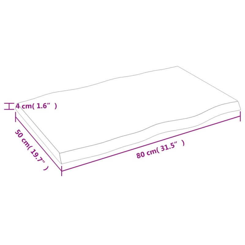 vidaXL Stolová doska tmavohnedá 80x50x(2-4)cm ošetrený masív hrany